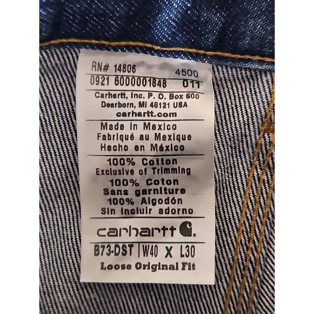 Carhartt Jeans Mens Size‎ 40 x 30 Blue Double Knee Logger Medium Wash Denim Y2K - Picture 3 of 5